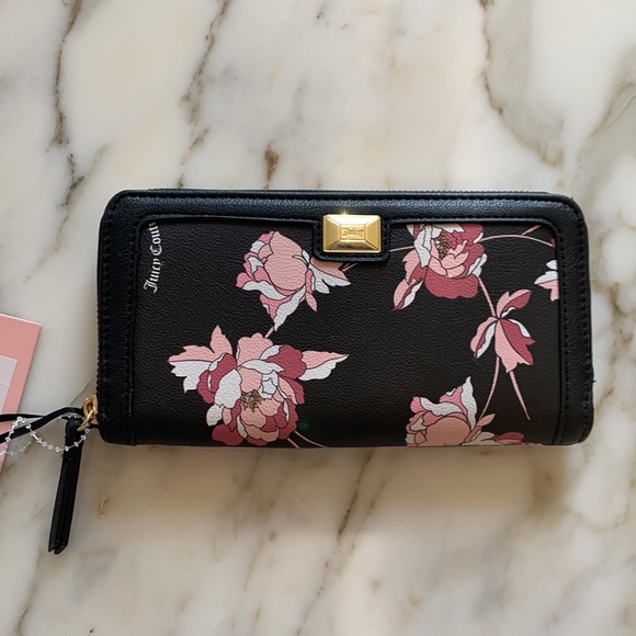 Juicy Couture matching rose black floral crossbody and matching wallet. - Picture 3 of 11